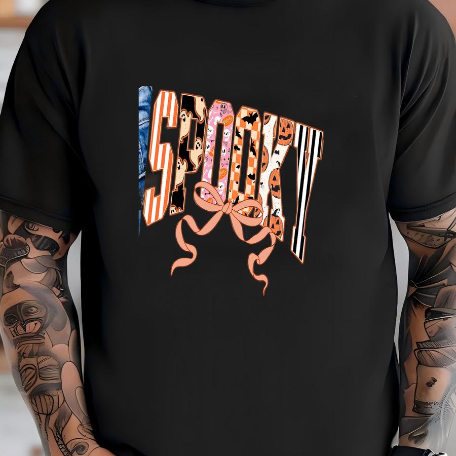Coquette Ghost Bow Tshirt, Halloween Leopard Checkered Fall, Halloween Girly, Espresso, Pumpkins And Stripes Tee T-shirt