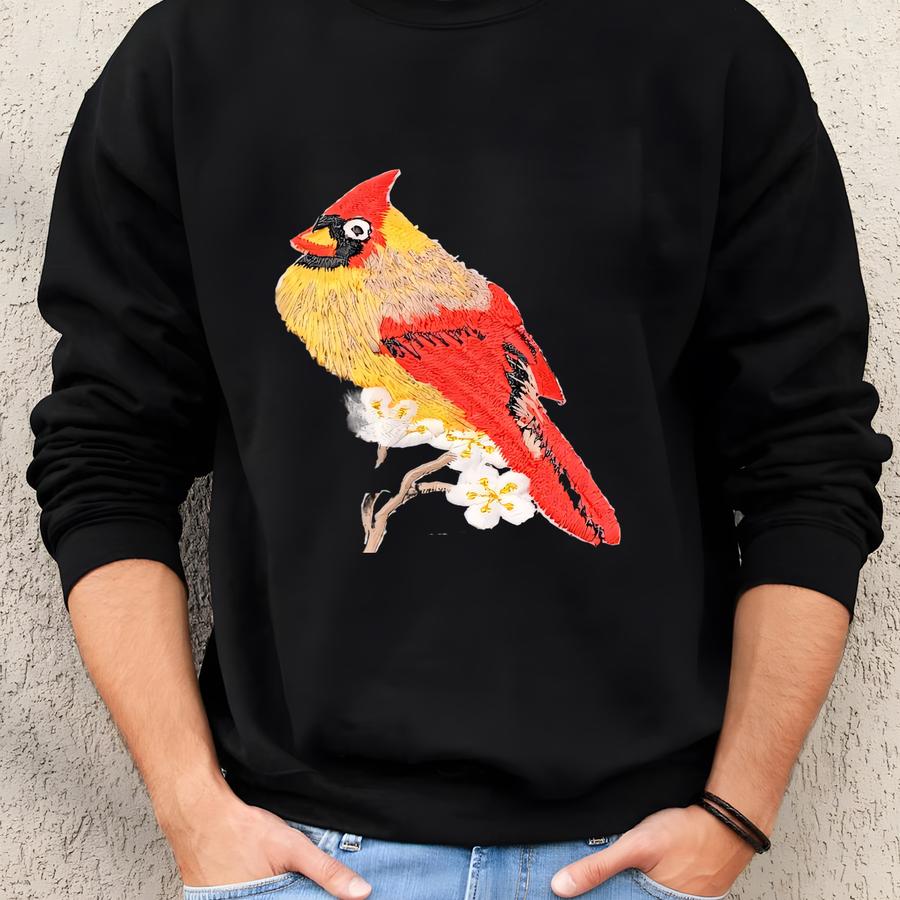 Cardinal Birds Nest Applique Patch - Fledgling Baby Bird Chicks Badge 5.25 Sweatshirt