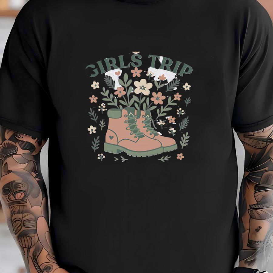 Custom Girls Trip Sweatshirt: Matching Mountain Vacation Sweater, Personalized Location, Hiking Crewneck T-shirt