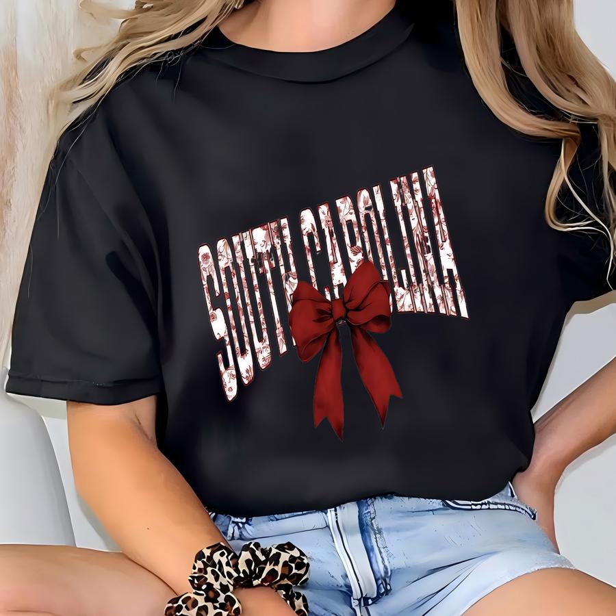 South Carolina Floral Bow Sweatshirt Or Tee Adult/kid Cute State Pride Tee | Game Day Shirt | Southern Graphic Tee | Gift For Her T-shirt