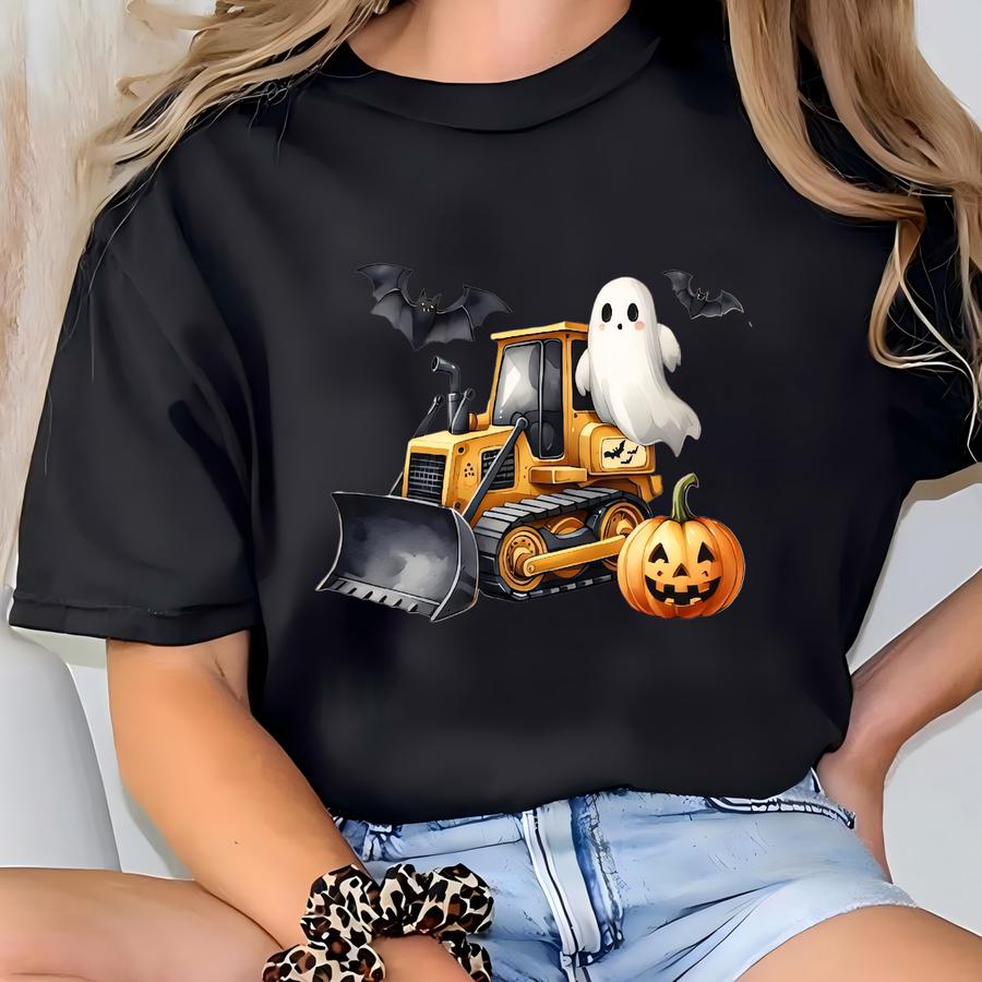 Boo Dozer Construction Halloween Boys Sweatshirt: Kids Trick Or Treat Party Shirt T-shirt