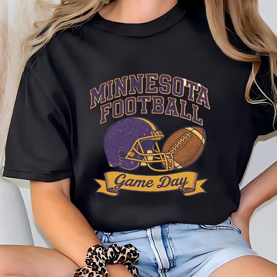 Vintage Minnesota Football Shirt, Tee, Purple And Gold Game Day Outfit, Preppy Minnesota Fan Shirt, Unisex Sports Hoodie T-shirt