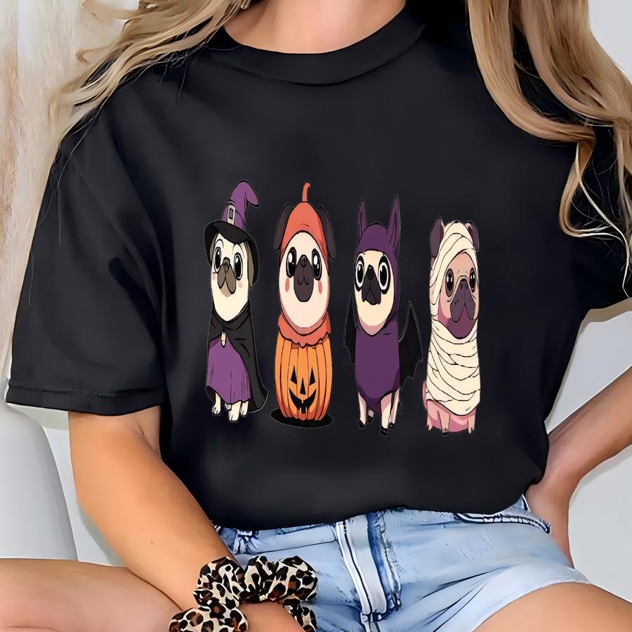 Spooky Pug Halloween Sweatshirt: Dog Mom Gift T-shirt