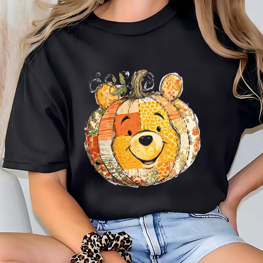 ® Pooh Pumpkin Shirt, Thanksgiving Shirt, Pooh Bear Fall Hoodie, Retro Cute Fall Pooh Bear Shirt, Tsf168 T-shirt