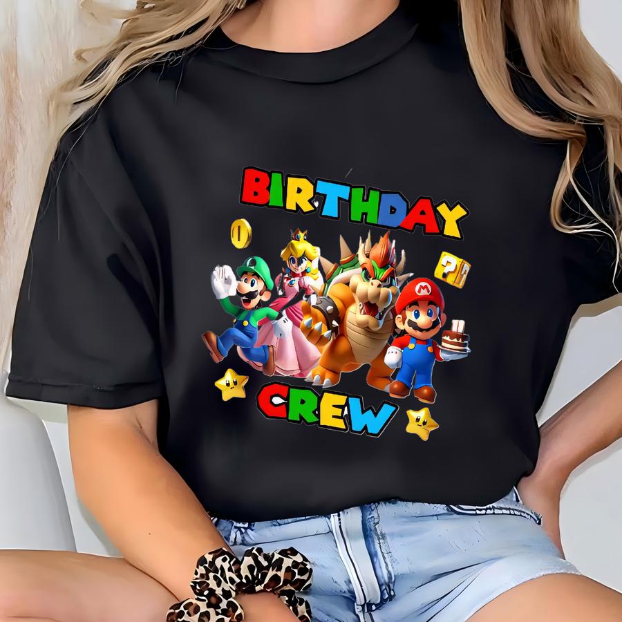 Personalized Super Mario Birthday Shirt – Custom Super Mario Birthday Party – Super Mario Family Matching Shirts – Super Mario Gifts T-shirt