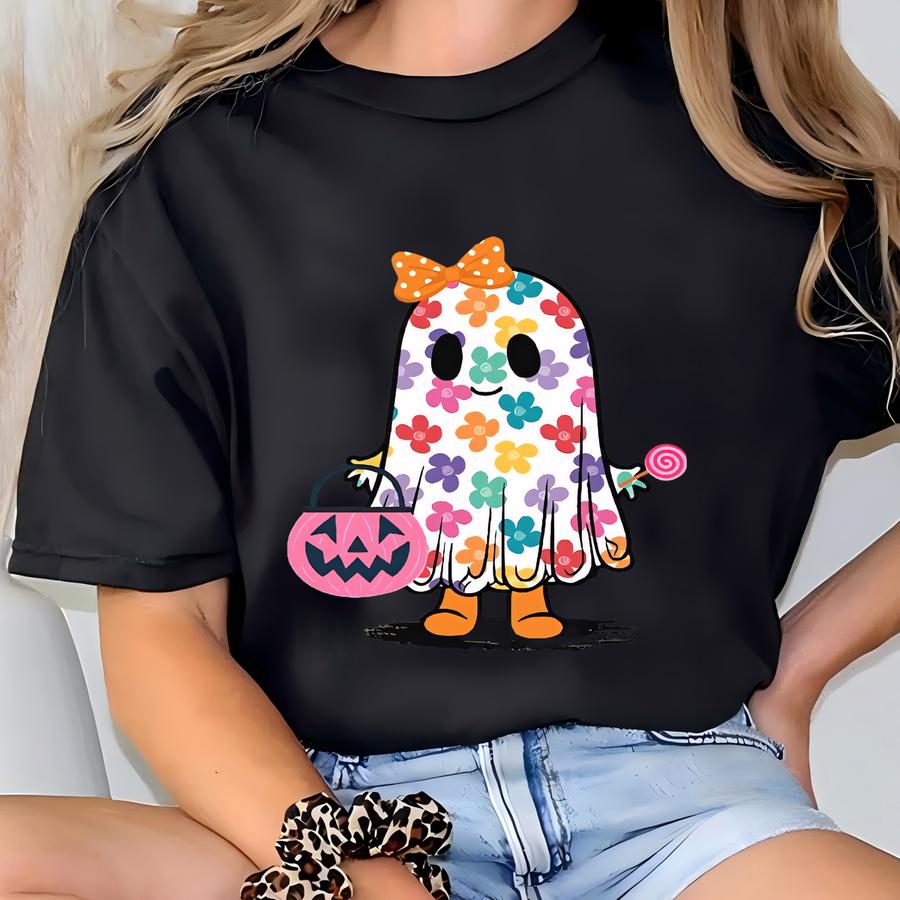 Floral Ghost Sweatshirt,womens Ghost Plant Shirt,plant Lover Halloween Shirt,plant Mom Shirt,cute Halloween Shirt,fall Flowers Lover Gift T-shirt