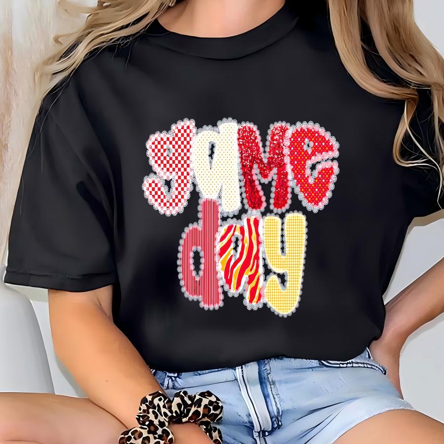 Kansas City Girls Tee | Gameday Sweatshirt | Red Gold Fanwear | Preppy Kc Football Shirt T-shirt