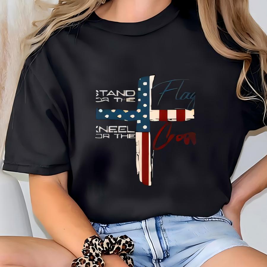 Stand For Flag Kneel For Cross Hoodie, Patriotic American Flag Christian Tee, Hoodie, Usa Flag Hoodie T-shirt