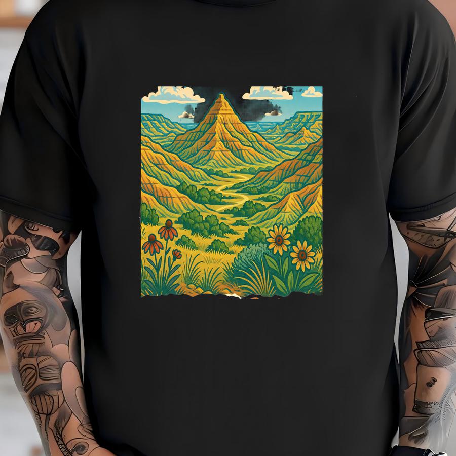 Badlands National Park Sticker: Retro Art Deco Vinyl Decal T-shirt
