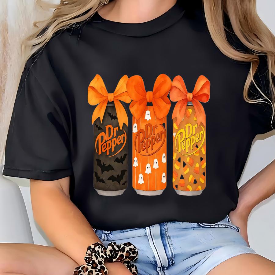 Dr Pepper Coquette Halloween Sweatshirt, Spooky Soda Lover Tee, Cute Halloween Sweatshirt, Scary Soda Tee, Fall Season Shirt T-shirt