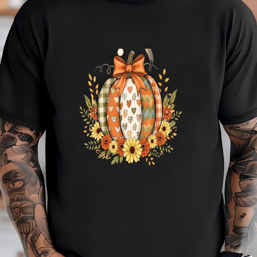 Boho Fall Floral Pumpkin Sweatshirt: Retro Autumn Vibes T-shirt