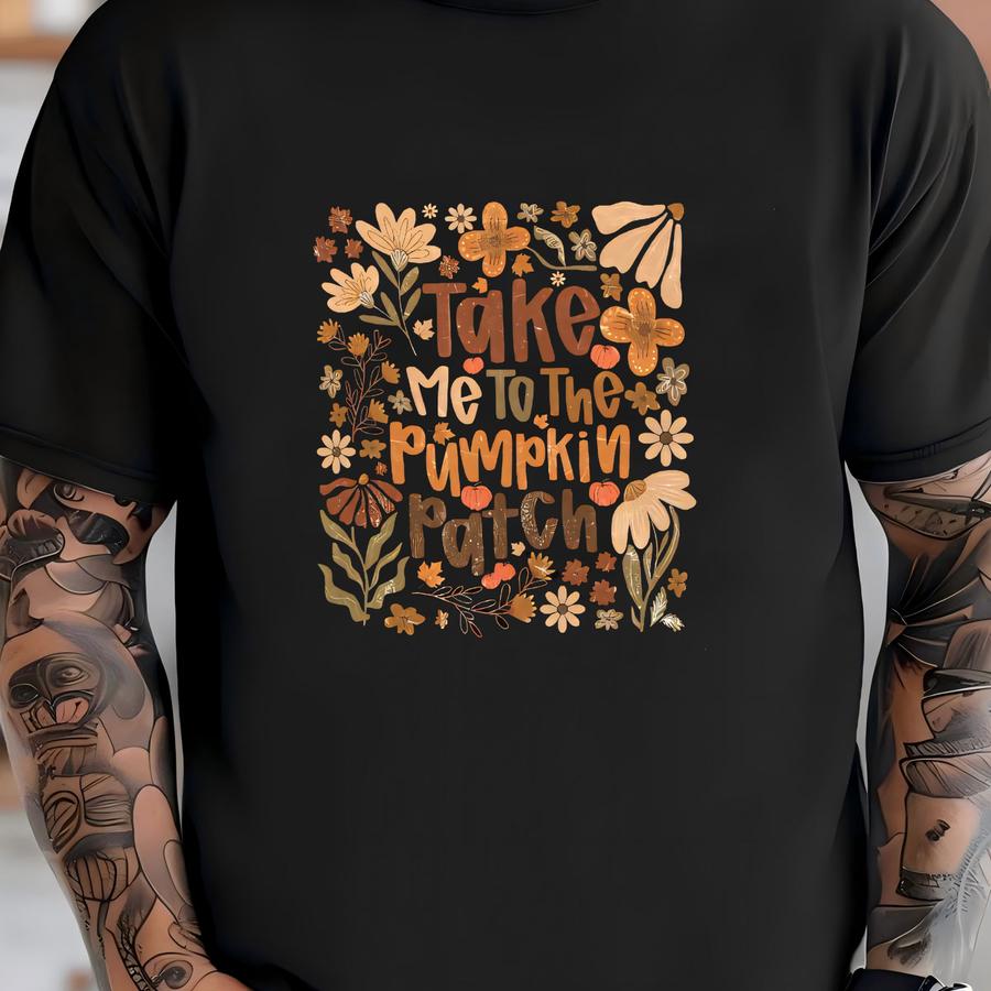 Boho Pumpkin Patch Floral Sweatshirt: Retro Autumn Vibes T-shirt