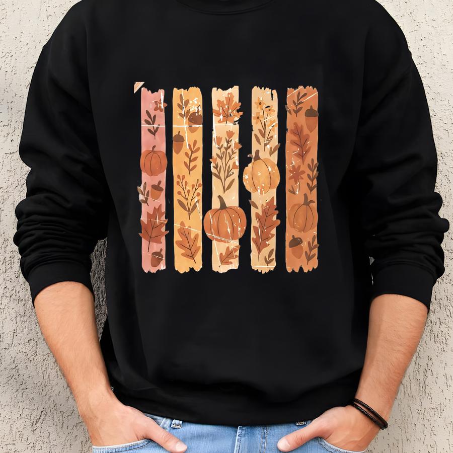 Fall Shirt With Fall Leaves And Pumpkins Graphic, Fall Tee For Women Sweatshirt