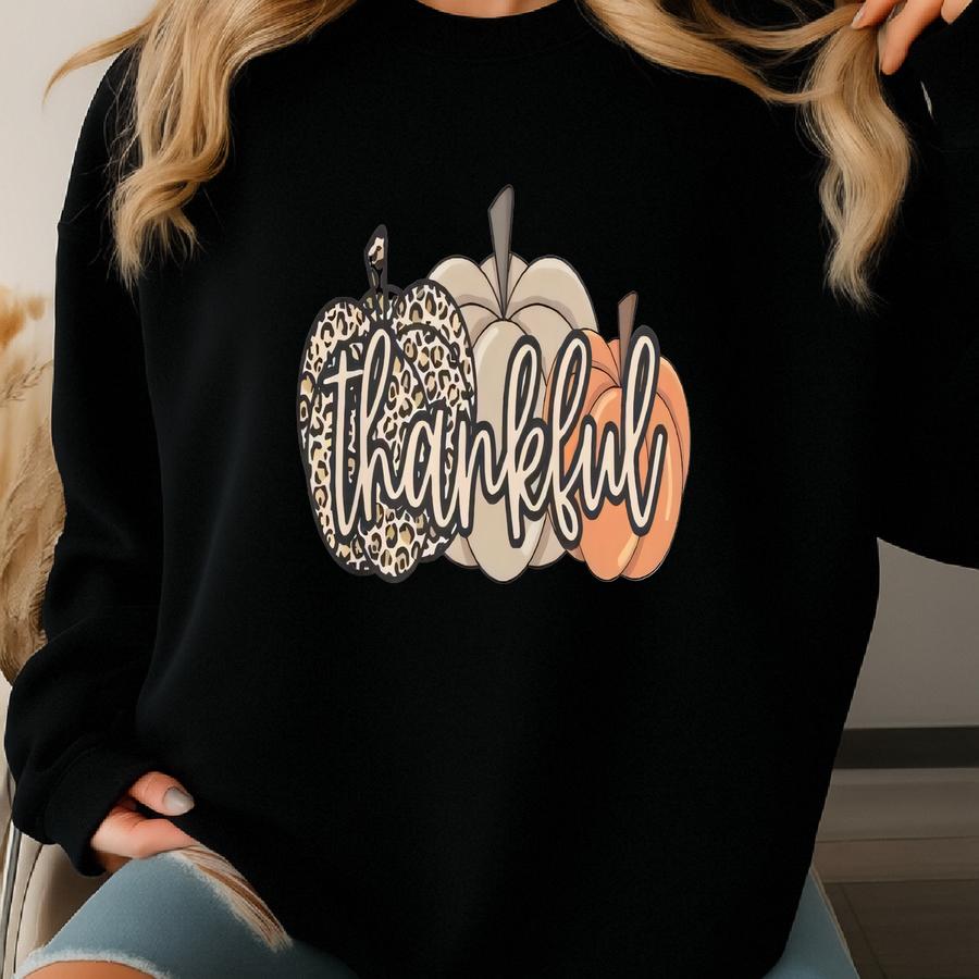Thankful Pumpkin Sweatshirt: Cozy Fall Thanksgiving Pullover Sweatshirt
