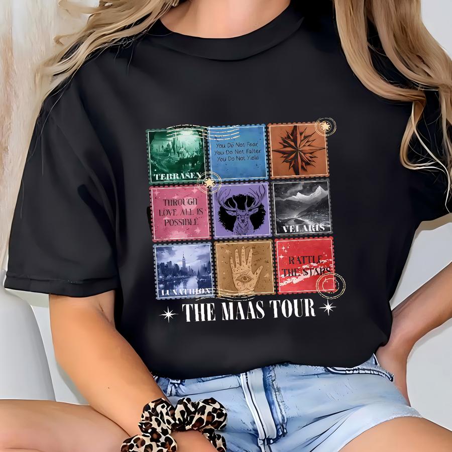 The Maas Tour Shirt, Sarah J. Maas Shirts, Acotar T-shirs, Crescent City Shirt, Throne Of Glass Merch Shirt, Night Court Tees T-shirt