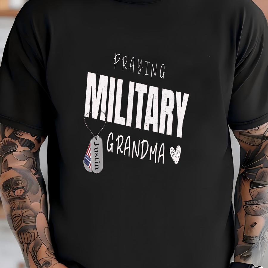 Personalized Military Grandma Sweatshirt - Custom Dog Tags - Christian Gift T-shirt