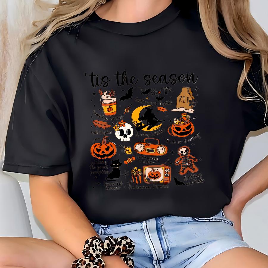 Vintage Halloween Sweatshirt: Retro Pumpkin Witch Graphic T-shirt
