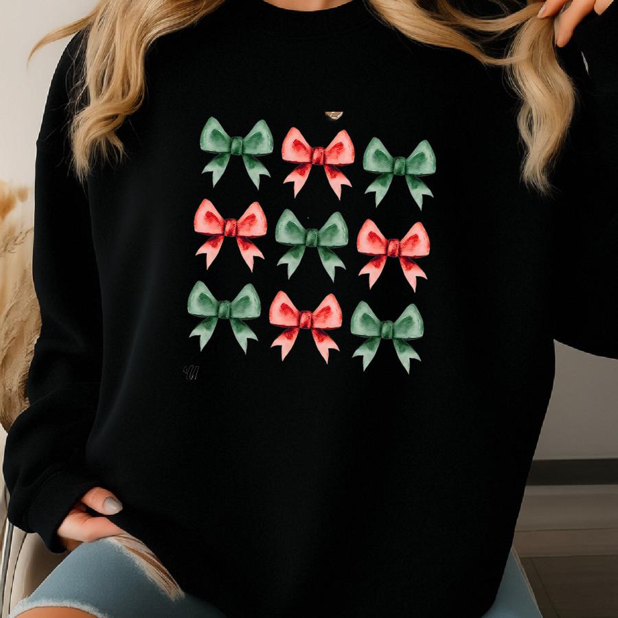 ® Christmas Ribbon Shirt, Merry Christmas Tshirt, Cute Xmas Shirt, Funny Holiday Shirt, Cute Santa Tee, Christmas Gift Sweatshirt