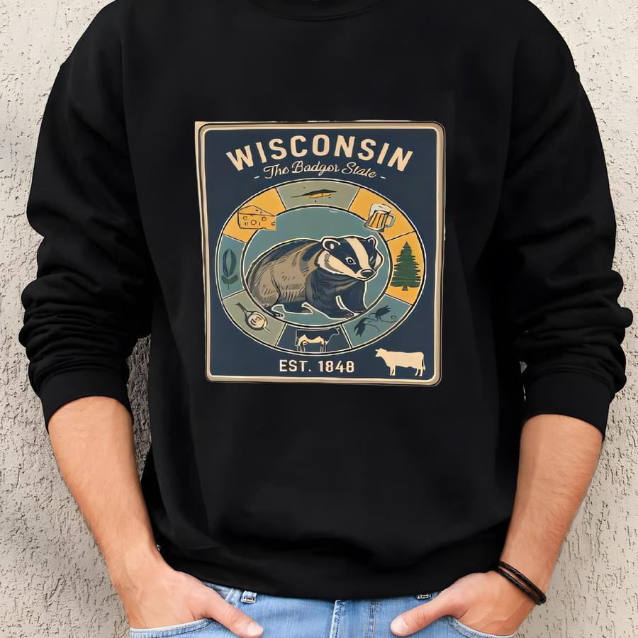 Vintage Badger Graphic T-shirt: Unisex Tee, Eco-friendly Cotton Sweatshirt