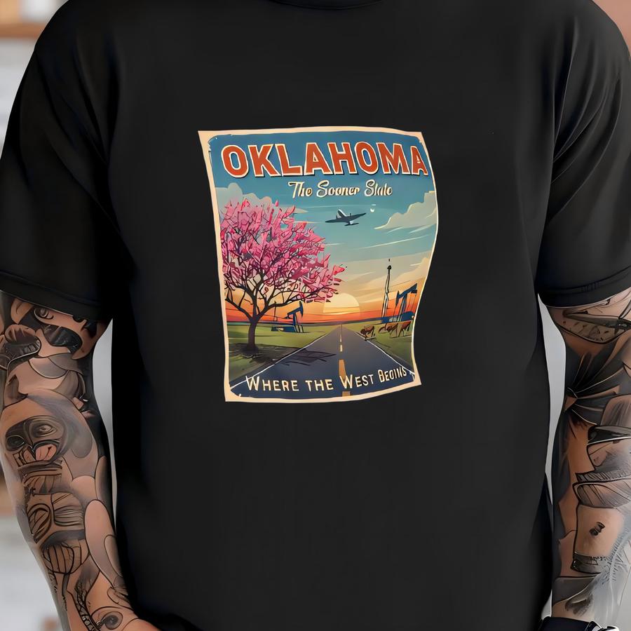 Vintage Oklahoma Hoodie, Retro Graphic Tee, Unisex Garment-dyed Shirt, Distressed Tee, Gift For Oklahomans T-shirt