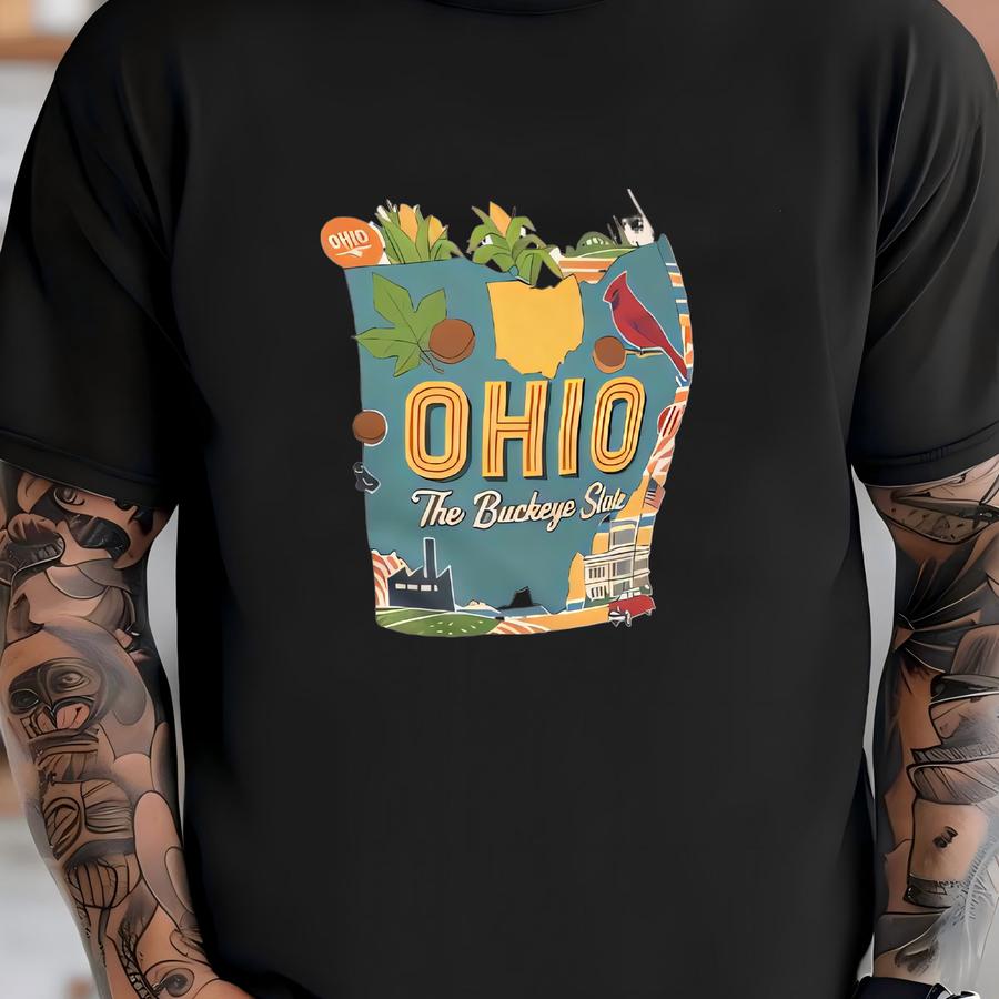 Vintage Ohio Graphic Tee: Garment-dyed Retro Style Hoodie T-shirt
