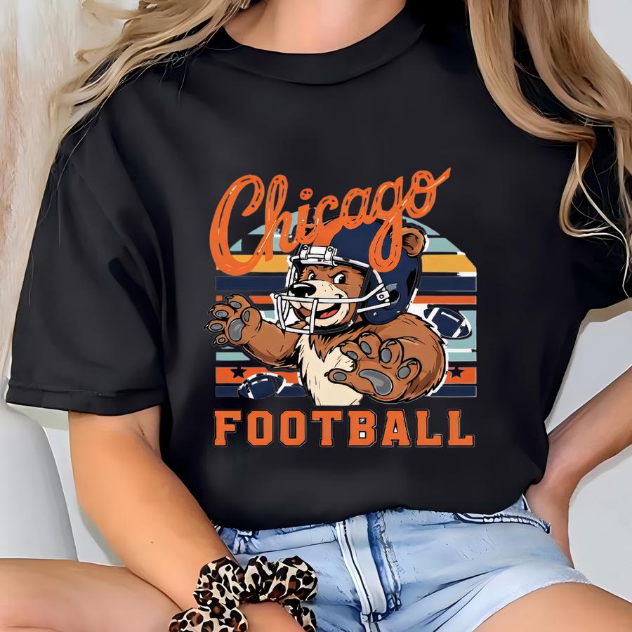 Chicago Football Mascot Png, Bear Mascot Png, Vintage Chicago Fan Printable, Retro Bears Football Decor, Chicago Printable, Cartoon Bear T-shirt