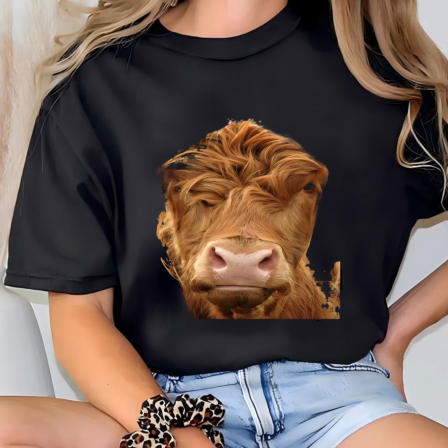 Udderly Frazzled Highland Cow – Bella Canvas Unisex Hoodie, Funny, Cute, Rustic, Cow Humor, Stressed, Gift For Highland Fan, Overwhelmed T-shirt
