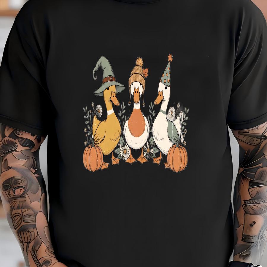 Fall Goose Shirt, Funny Fall Sweatshirt, Autumn Cozy Shirt, Fall Vibes Shirt, Floral Goose Sweat, Fall Goose Pullover, Goose Shirt For Women T-shirt