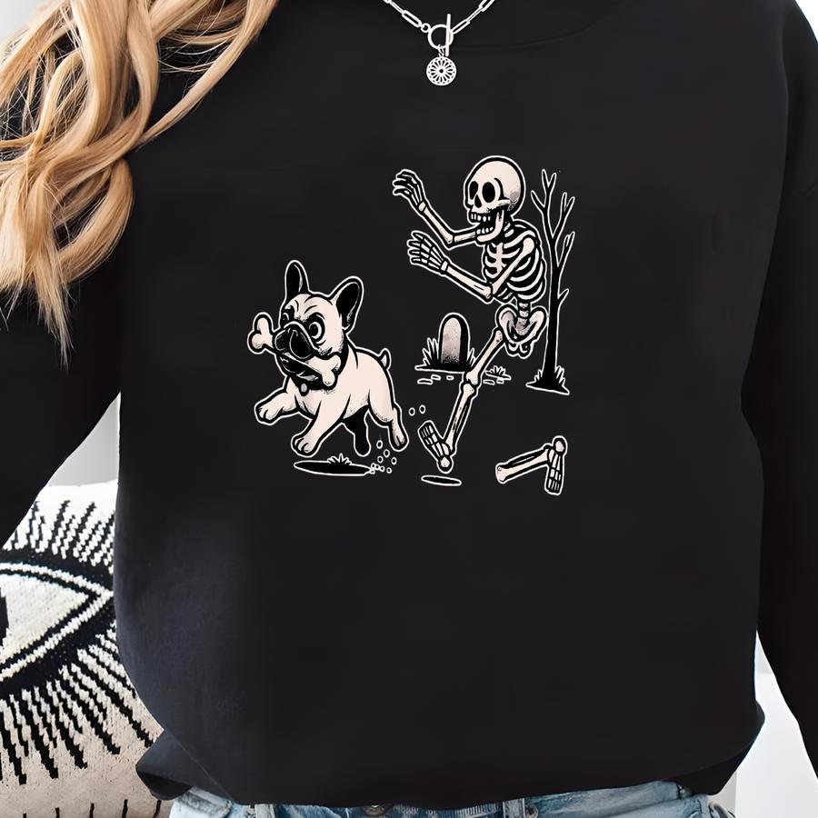 ® Halloween French Bulldog Shirt, Halloween Dog Shirt, Funny Dog And Skeleton Shirt, Funny Halloween Shirt, Funny Skeleton Tee Sweatshirt