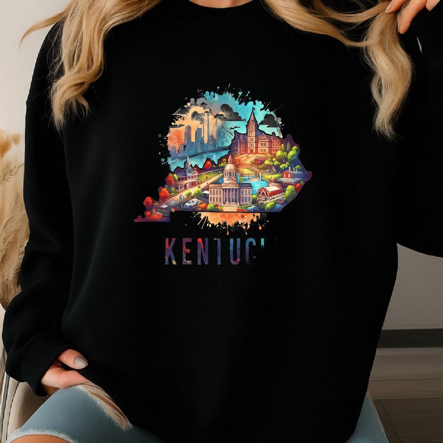 Kentucky State Shirt, Kentucky Graphic Sweatshirt, Kentucky Vocation Gift, Kentucky View Hoodie, Kentucky Souvenir, Kentucky Map Hoodie Sweatshirt