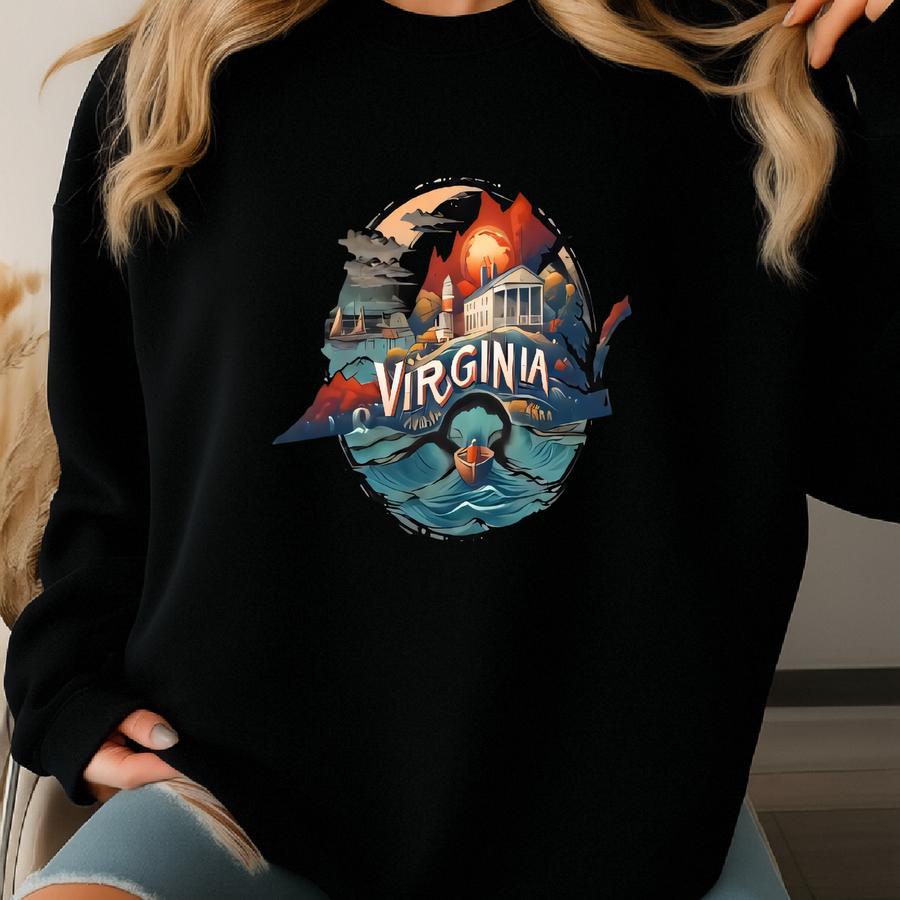 Virginia Tee, Virginia Map, Girls Trip Matching Virginia, Virginia Travel Gift, Virginia State Sweatshirt