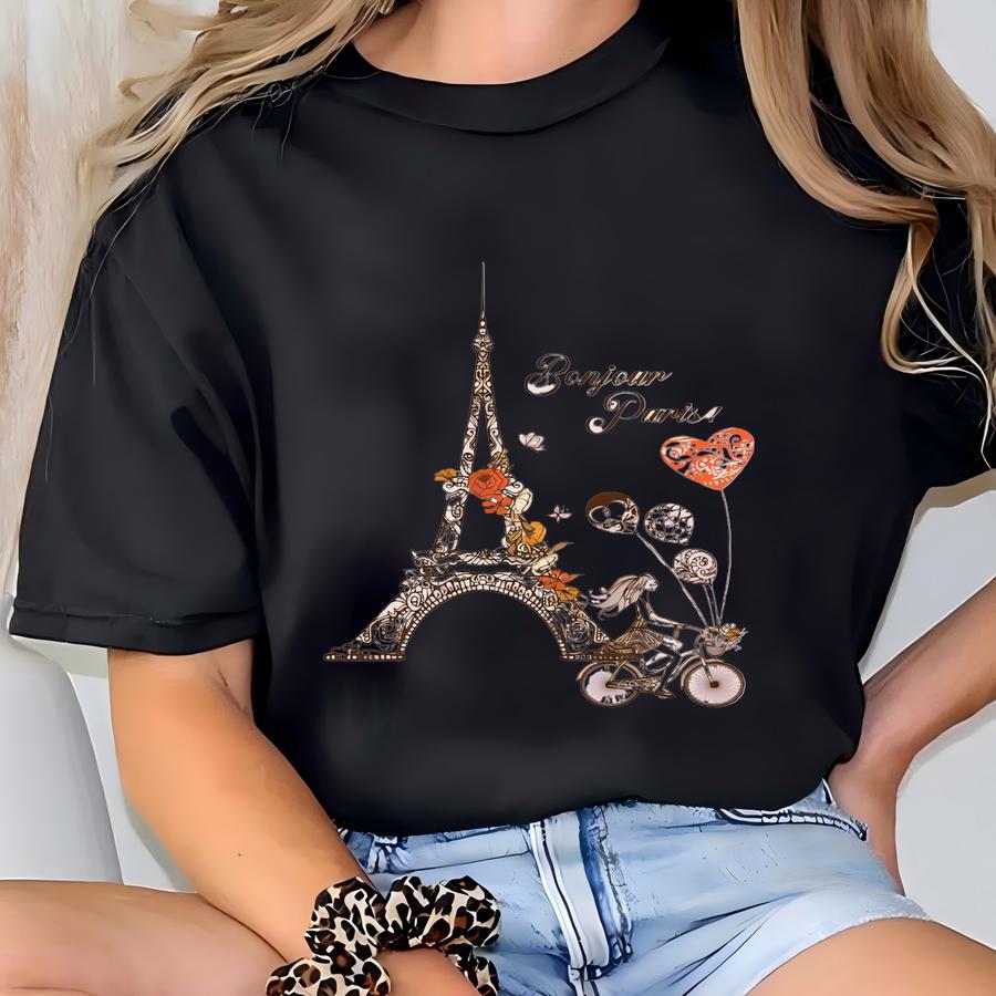 Bonjour Paris Hoodie: Eiffel Tower Graphic Tee - France Travel Gift T-shirt