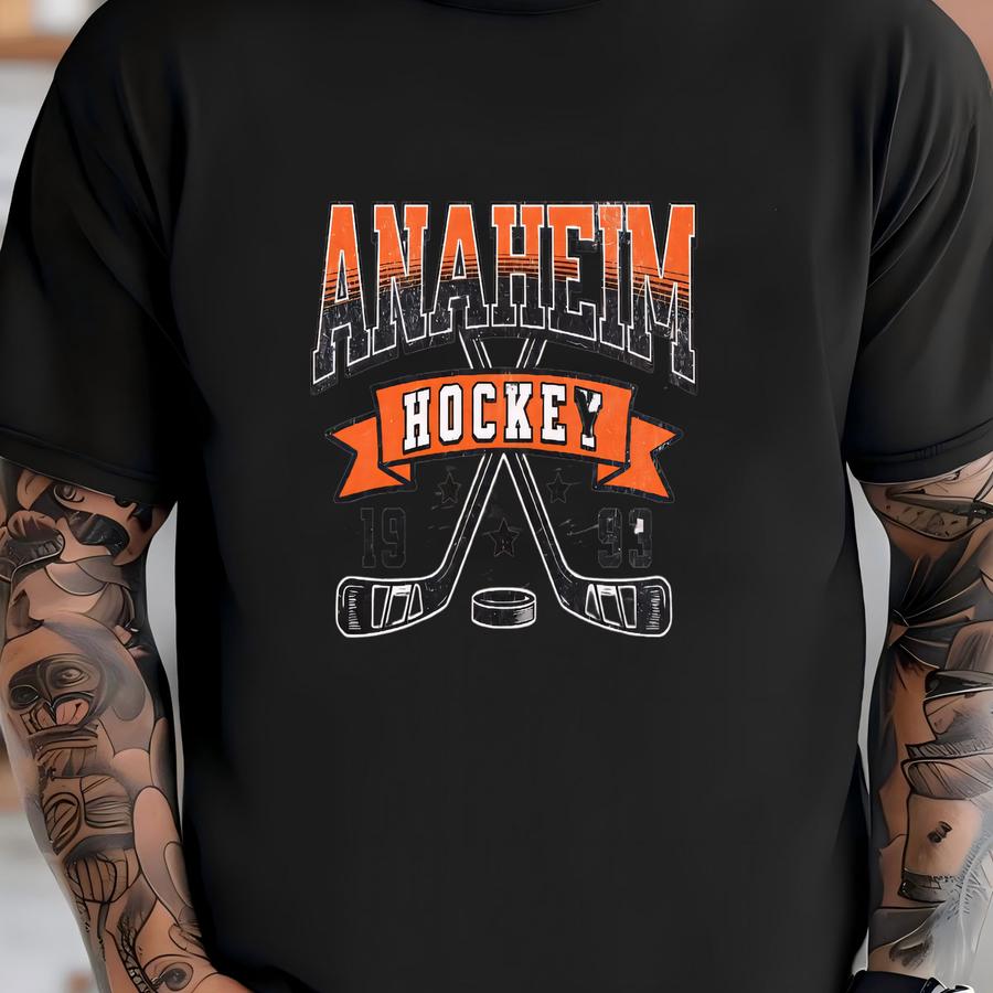 Distressed Vintage Style Anaheim Hockey Apparel, Mens Womens Hoodie/crewneck Sweatshirt/ Hoodie, Sports Fan Gift, Game Day Outfit T-shirt
