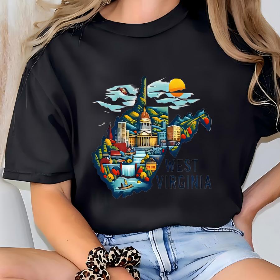 West Virginia Tee, West Virginia Map, Girls Trip Matching West Virginia, West Virginia Travel Gift, West Virginia State T-shirt