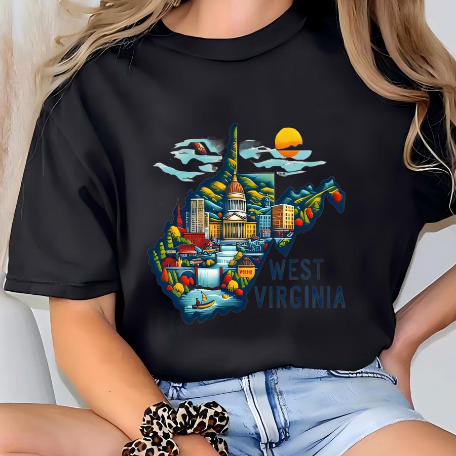 West Virginia Tee, West Virginia Map, Girls Trip Matching West Virginia, West Virginia Travel Gift, West Virginia State T-shirt
