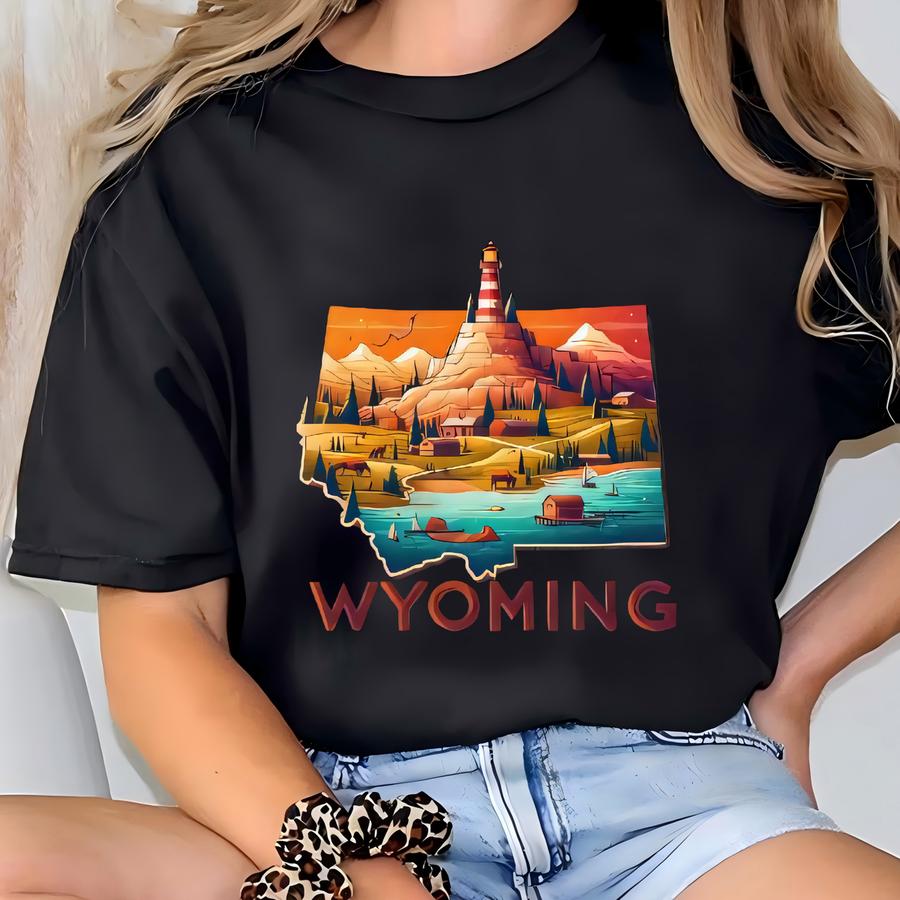 Wyoming Tee, Wyoming Map, Girls Trip Matching Wyoming, Wyoming Travel Gift, Wyoming State T-shirt