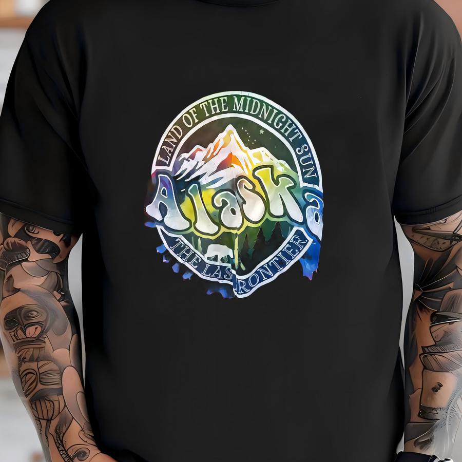 Vintage 1980's To 1990's Alaska Bear Mountain Tye Dye Hoodie / Medium T-shirt