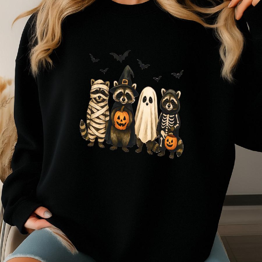 ® Spooky And Raccoon Halloween Shirt, Cute Raccoon Funny Halloween T-shirt,  Halloween Gift Sweatshirt