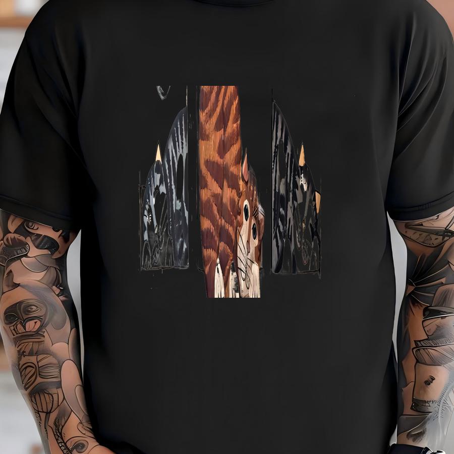 Vintage Cat Wood House Container 3 Pull Out Drawers Kitty 90s Cottage Retro T-shirt