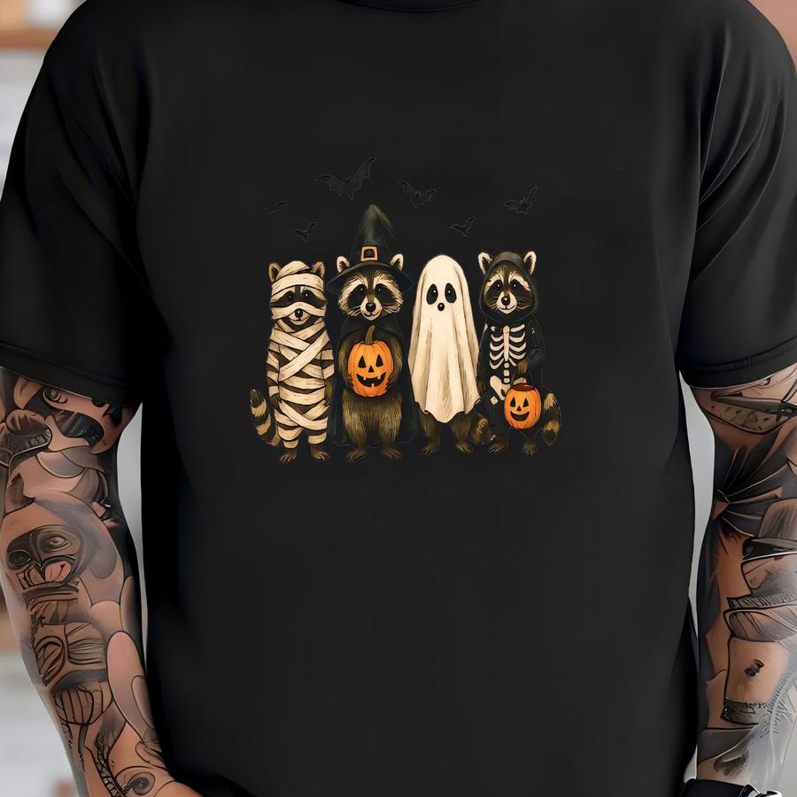 Spooky And Raccoon Halloween Sweatshirt, Cute Raccoon Funny Halloween Sweater, Raccoon Halloween Shirt, Halloween Gift T-shirt