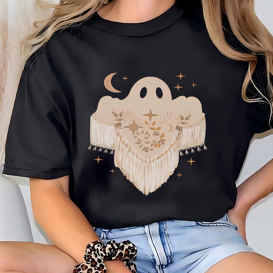 Hoodie, Macrame Ghost Tee, Women's Shirt, Fall Halloween T-shirt