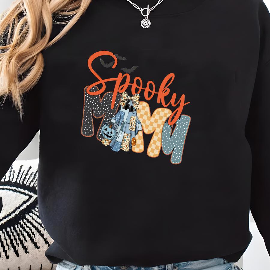 Halloween Mama Shirt: Denim Ghost Spooky Tee Sweatshirt