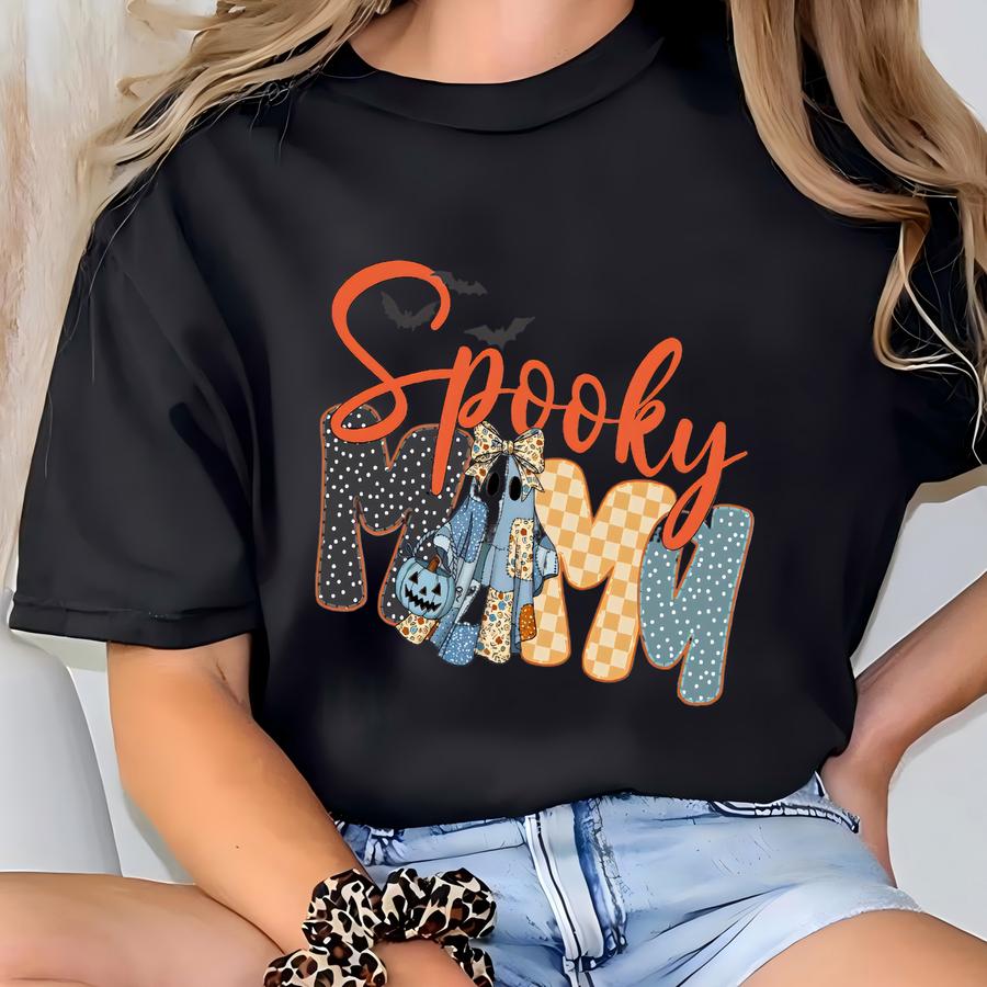 Mama Halloween Shirt: Spooky Denim Ghost Tee T-shirt