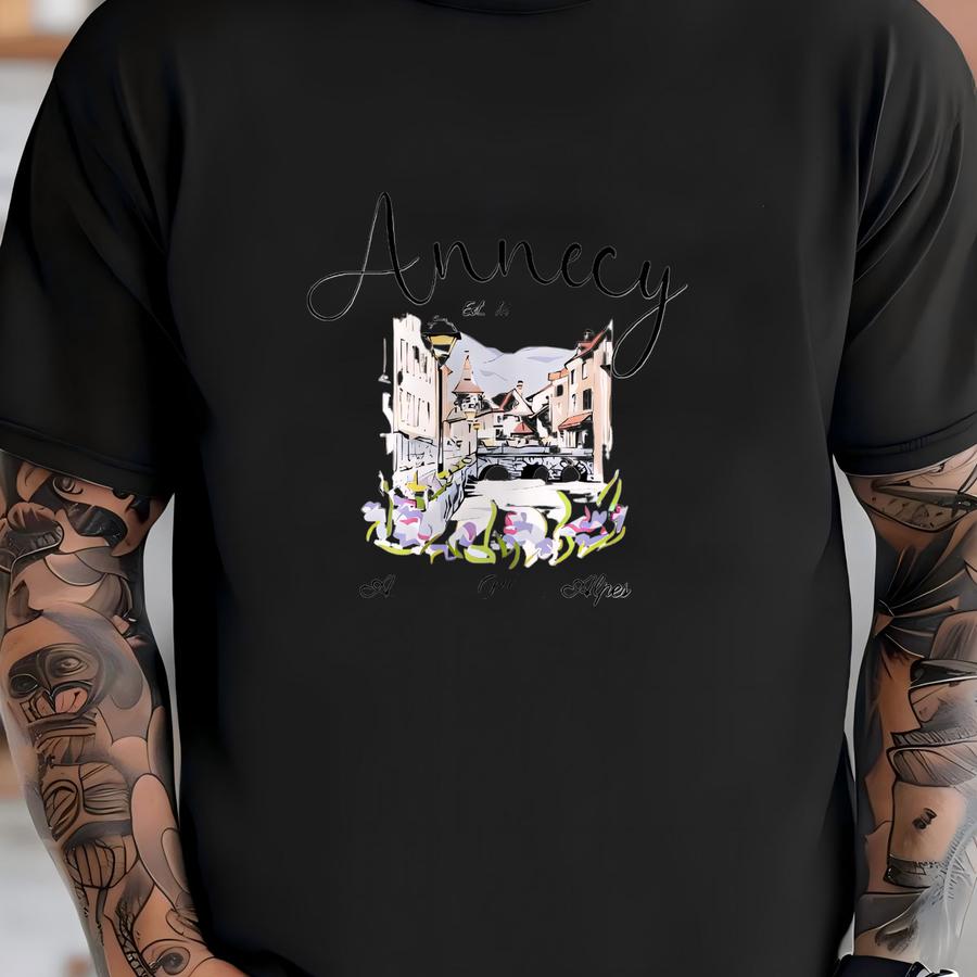Annecy France V-neck Shirt, Auvergne-rhône-alpes Travel Shirt, Vintage Canal City Souvenir Gift, European Top, Annecy Shirt, France Tee T-shirt