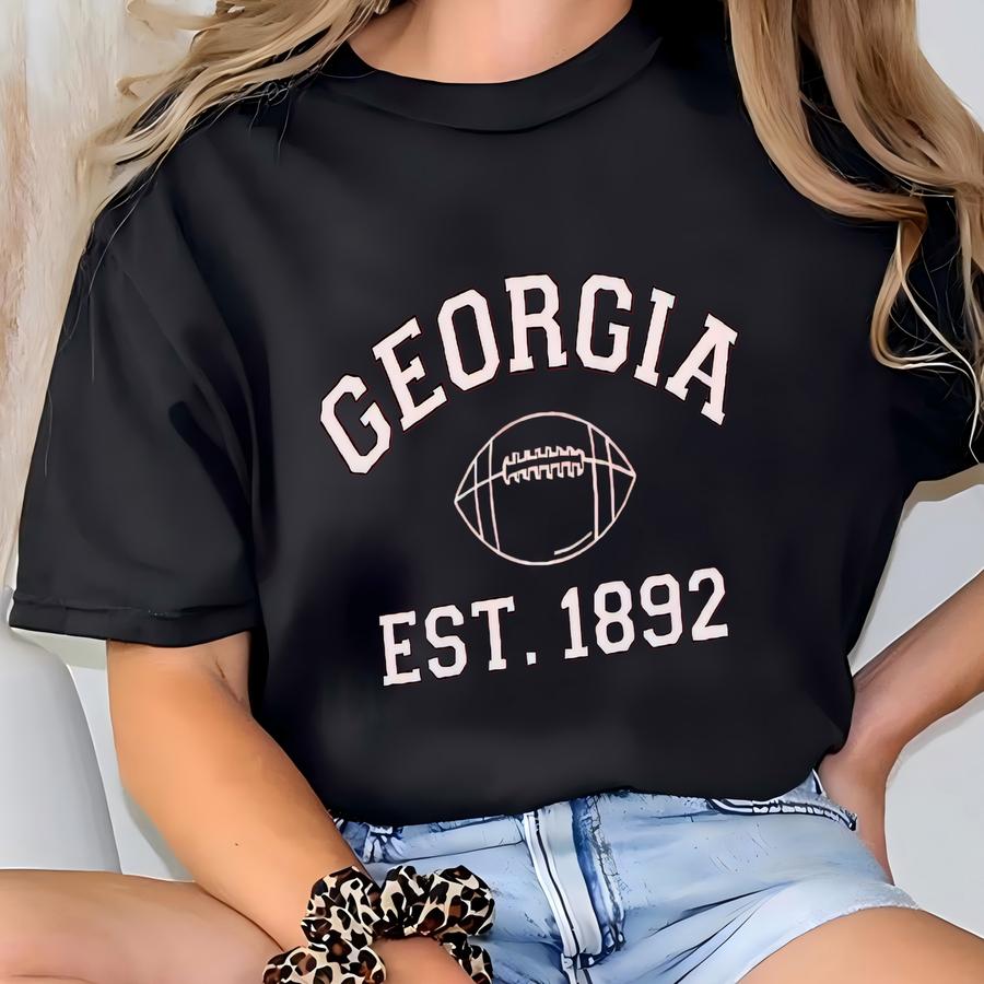 Georgia Football Baby Tee For Women, Georgia Hoodie, Gift For Georgia Fan, Ga Gift For Women, Top, Athletic Gear, Red And Black Top T-shirt