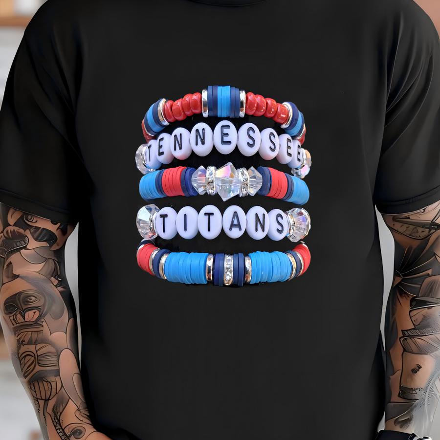 Full Stack Tennessee Titans Inspired Heishi Stacking Bracelets Gameday Gear T-shirt