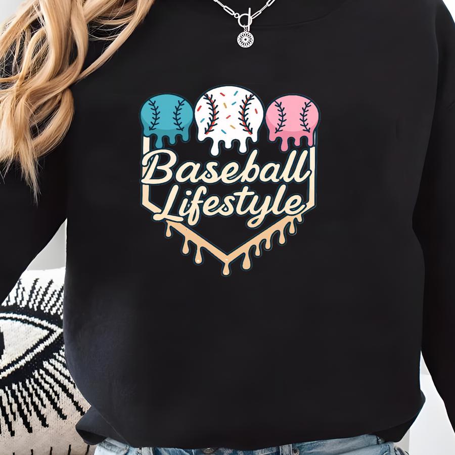 Baseball Lifestyle Sweatshirt: Ice Cream Baseball, Dripping Sports Sweatshirt