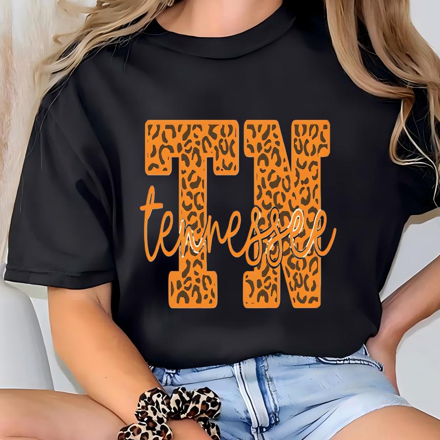 Tennessee Leopard Print Tn Shirt Or Sweatshirt | Kids And Adults State Pride Graphic Tee T-shirt