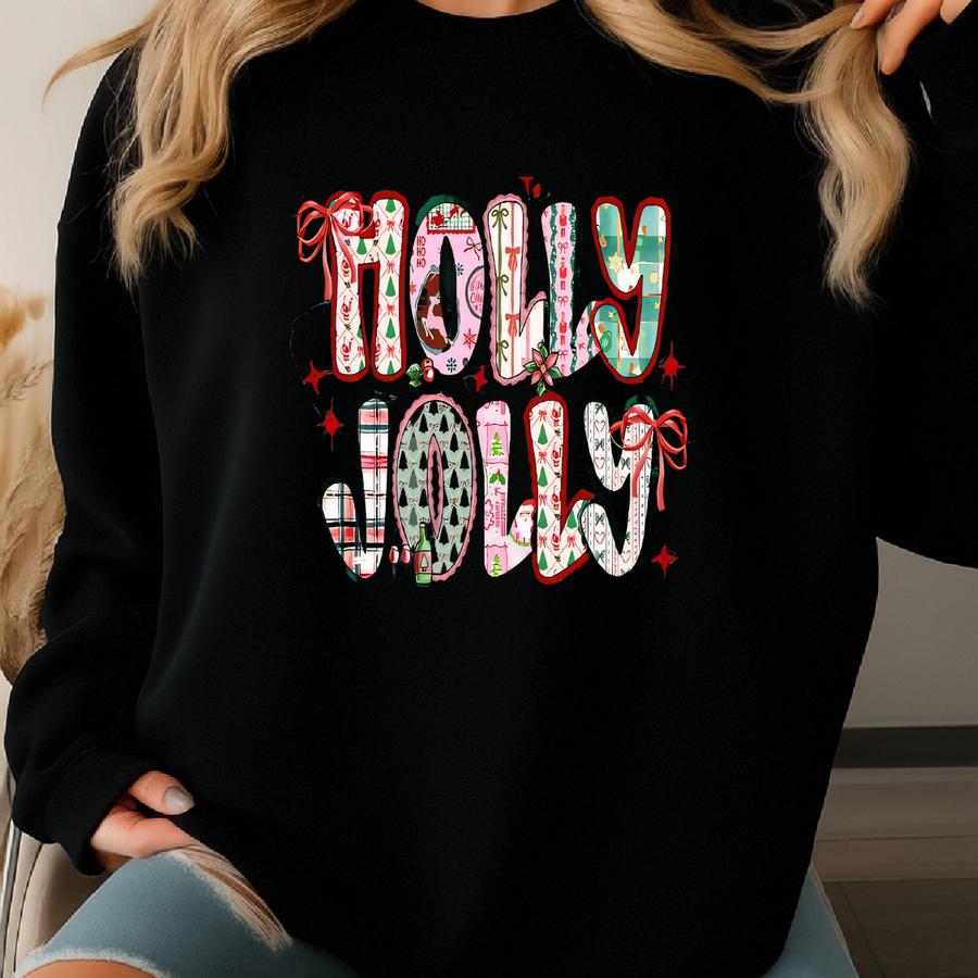 Shirt, Holly Jolly Shirt, Holiday Party, Merry Christmas, Xmas Crewneck, Coquette Xmas, Christmas Gift, Christmas Cookies Sweatshirt