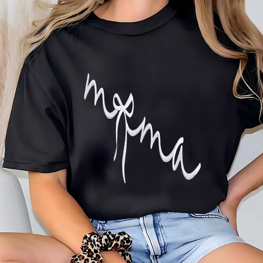 Custom Mama Sweatshirt With Bow: Womens Clothing, Pregnancy Reveal Gift T-shirt